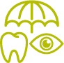 umbrella over tooth and eye icon