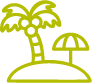 palm trees and umbrella icon
