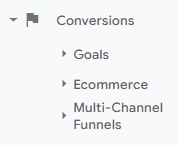 GA UA conversion report navigation menu. 