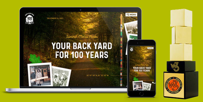 Evolve Marketing Team Wins Gold w3 Award for Summit Metro Parks Centennial Website