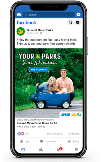 Summit Metro Parks Spree for all Facebook PPC ad