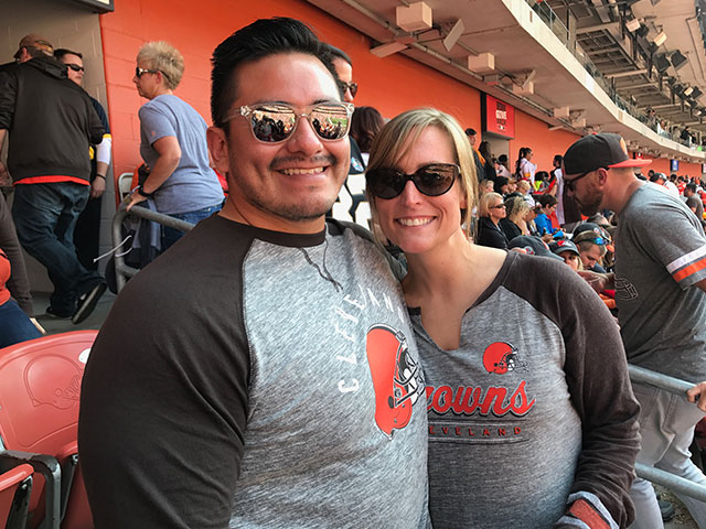 Alex and wife at Browns game