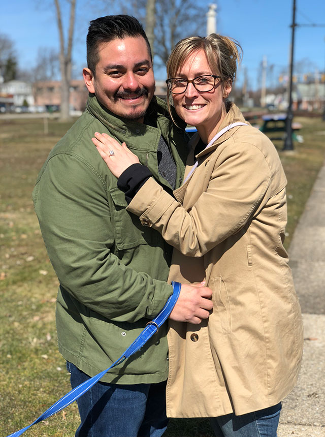 Alex and his wife during a walk on a beautiful day.