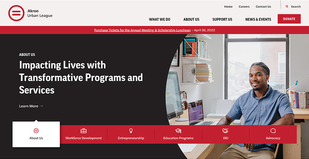 Nonprofit website design portfolio example for Akron Urban League.