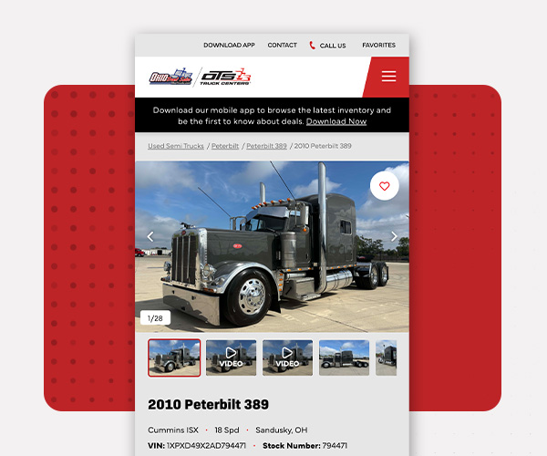 Truck listing on a website