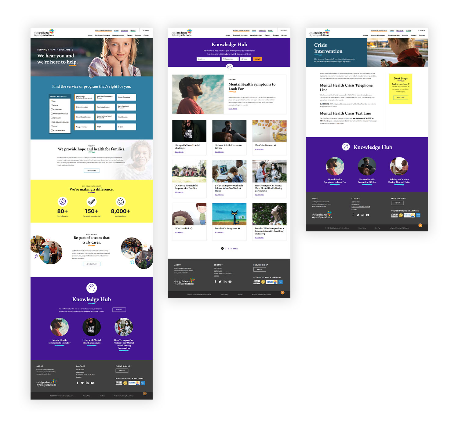 Child Guidance Family Solutions website design images