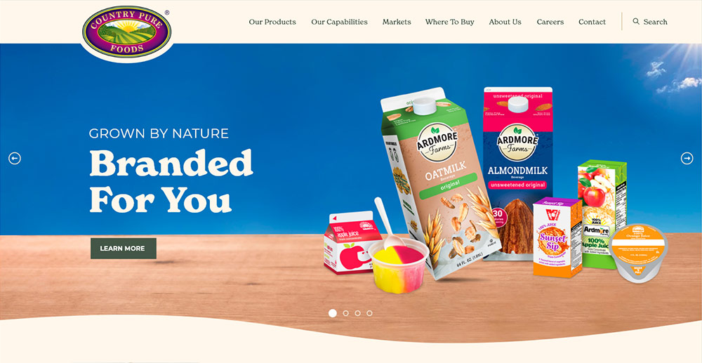 B2B Food & Beverage website for Country Pure Foods.