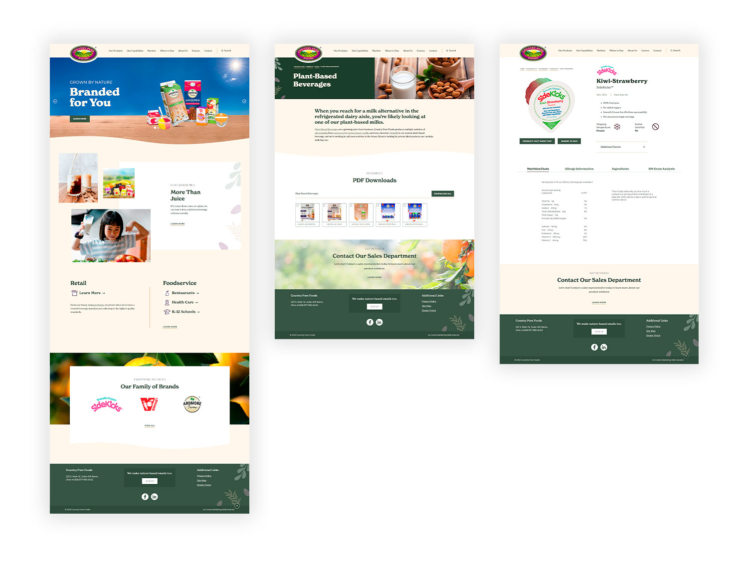 Three image versions of Country Pure website