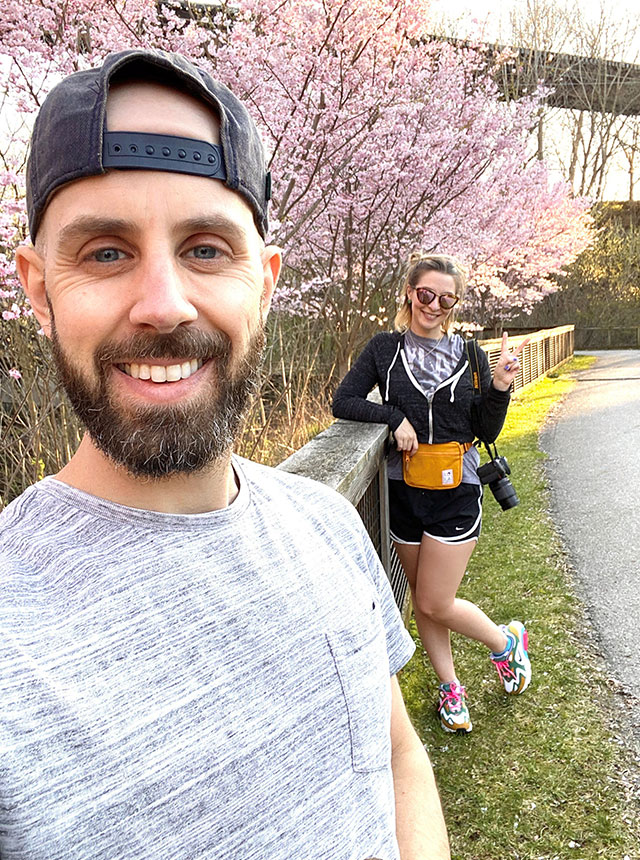 Donny with wife, Caitlin on walking trail.