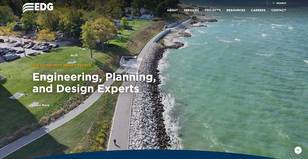 Homepage mockup for Environmental Design Group