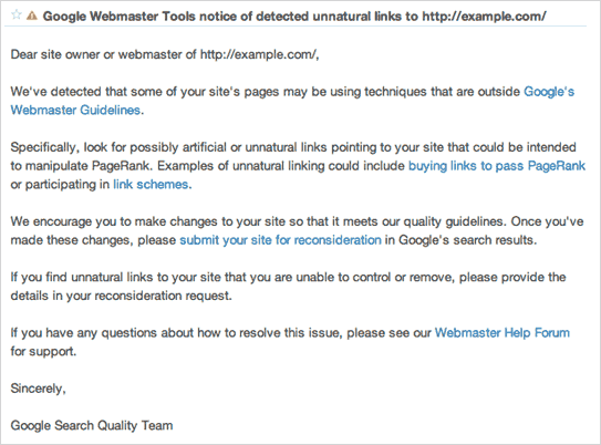 Google Webmaster Tools Notification