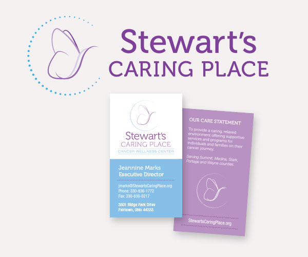 Stewart's caring place brand identity, logo and business card