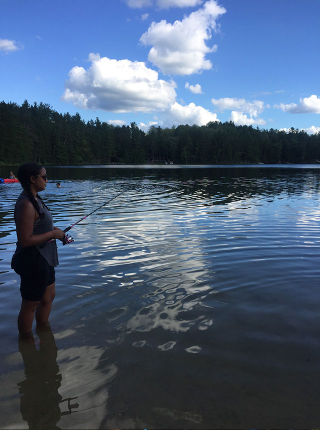 Jennifer fishing in Northern Michigan lake