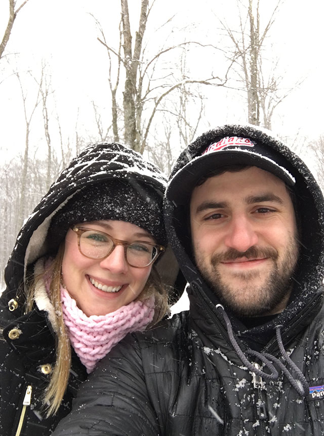 kiersten and nadeem in the snow