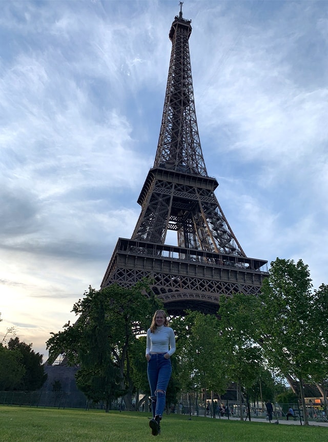 Kristen with the Eiffle Tower in the background.