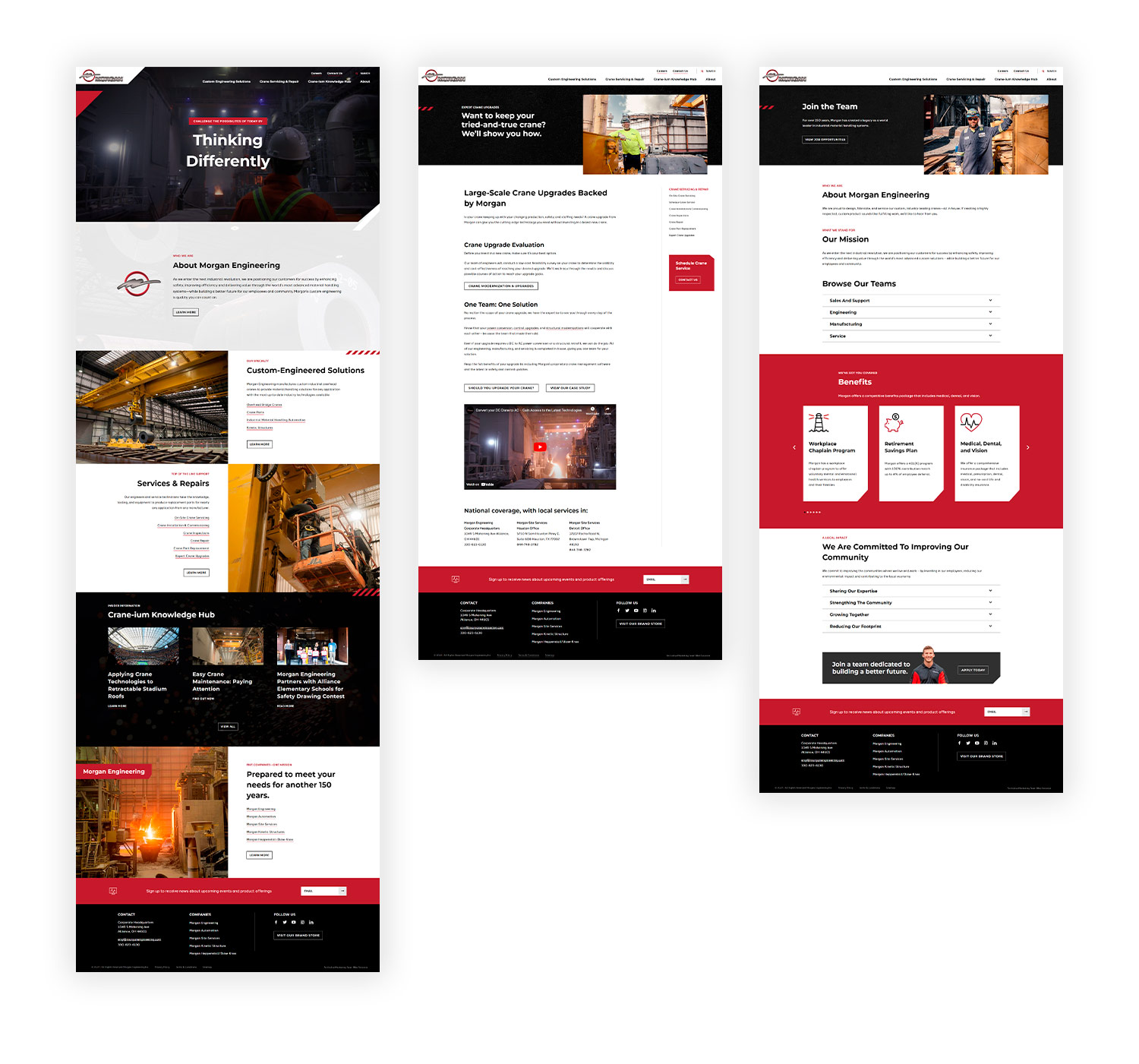 Industrial B2B website subpages for Morgan Engineering.