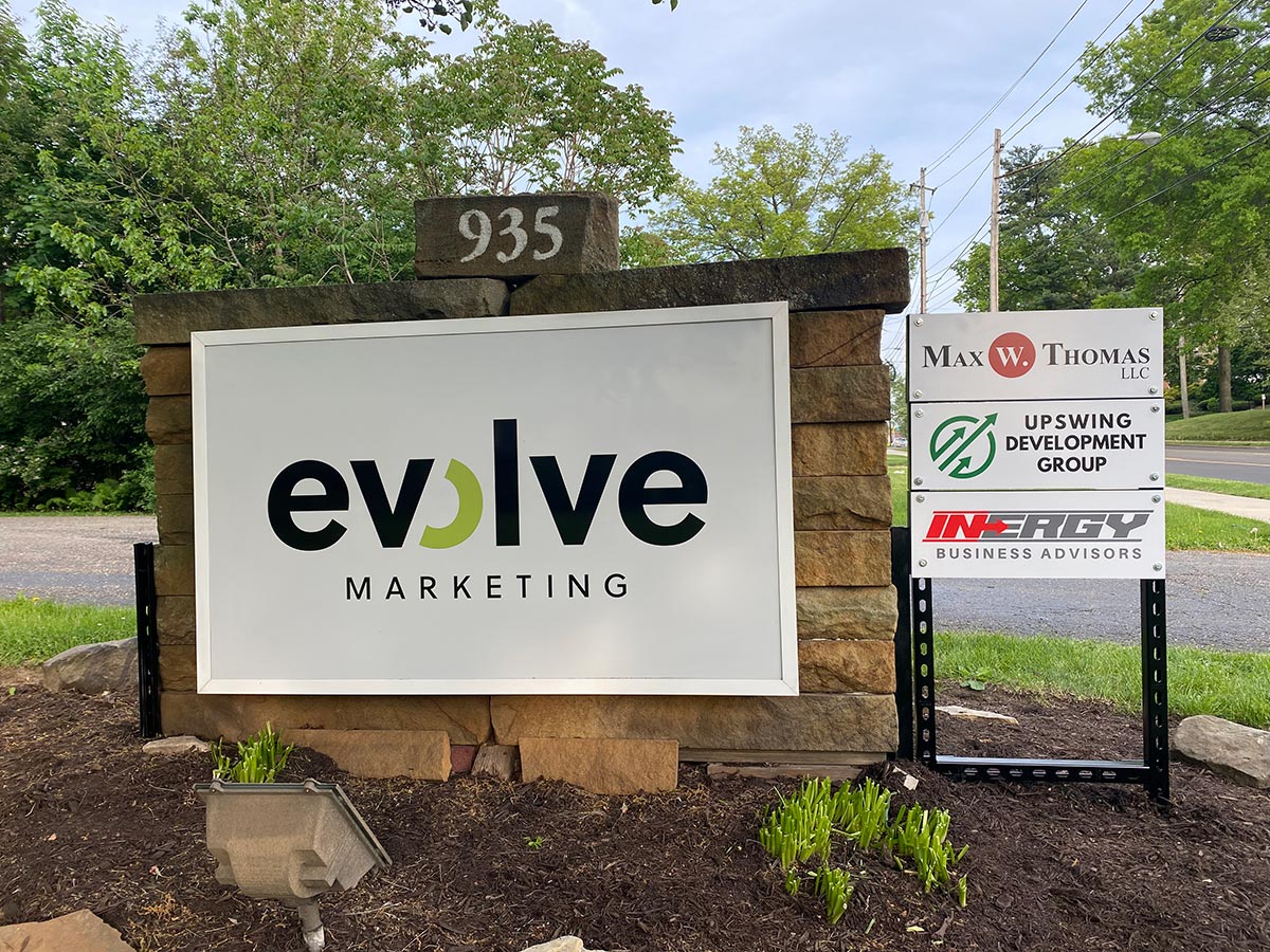 Outdoor signage at Akron office space for lease