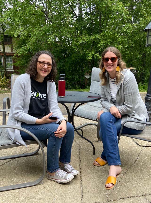 Allison & Brie relaxing on the patio