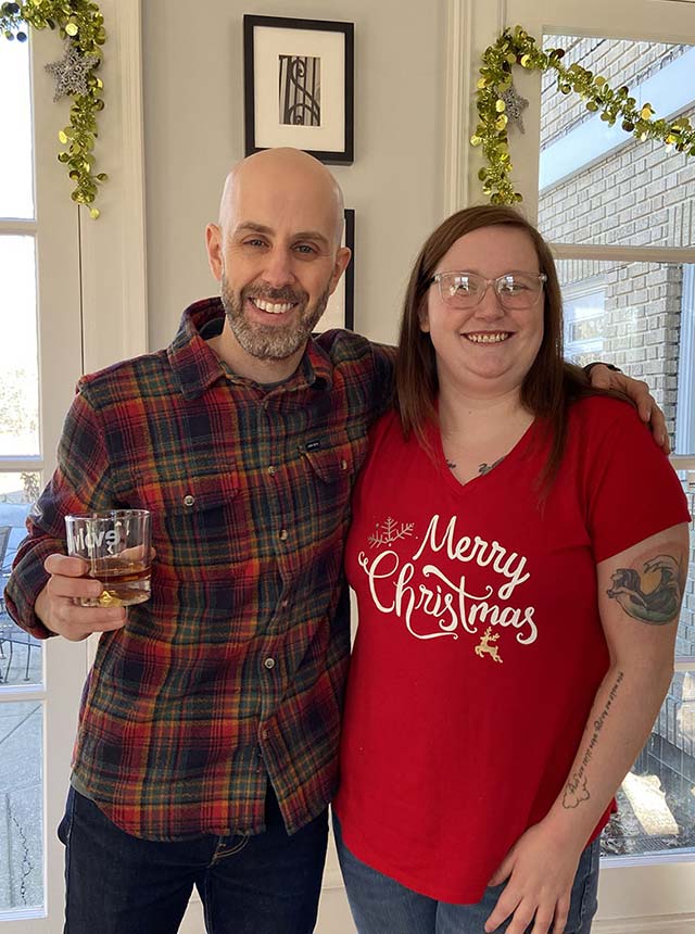 Donny and Racquel at holiday party