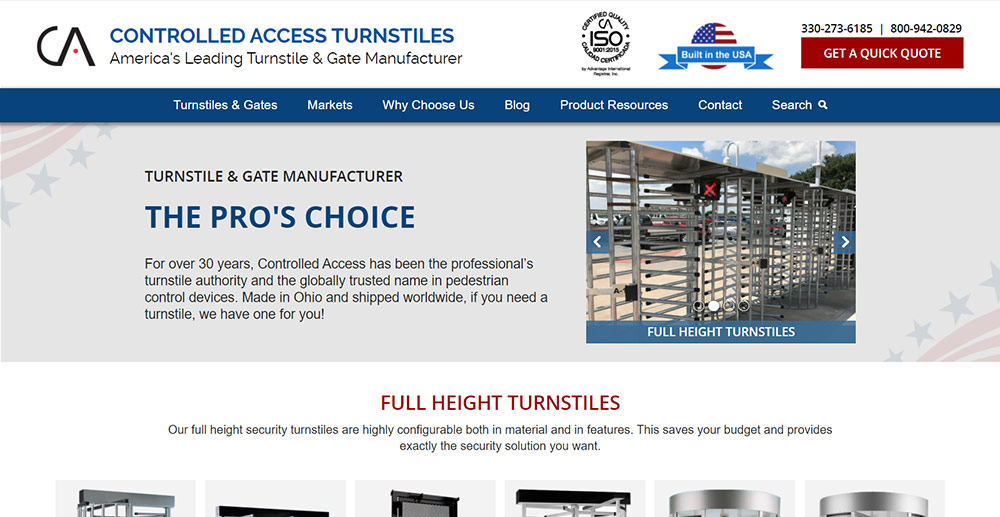 Cleveland B2B Manufacturing website design for Controlled Access.