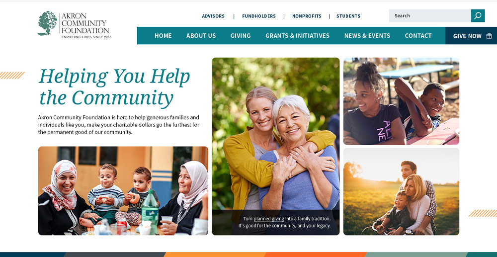 Akron webste design for the Akron Community Foundation.
