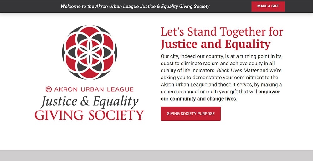 Nonprofit fund development website design for Akron Urban League.