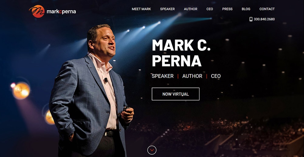 Cleveland website development portfolio example featuring Mark C. Perna.