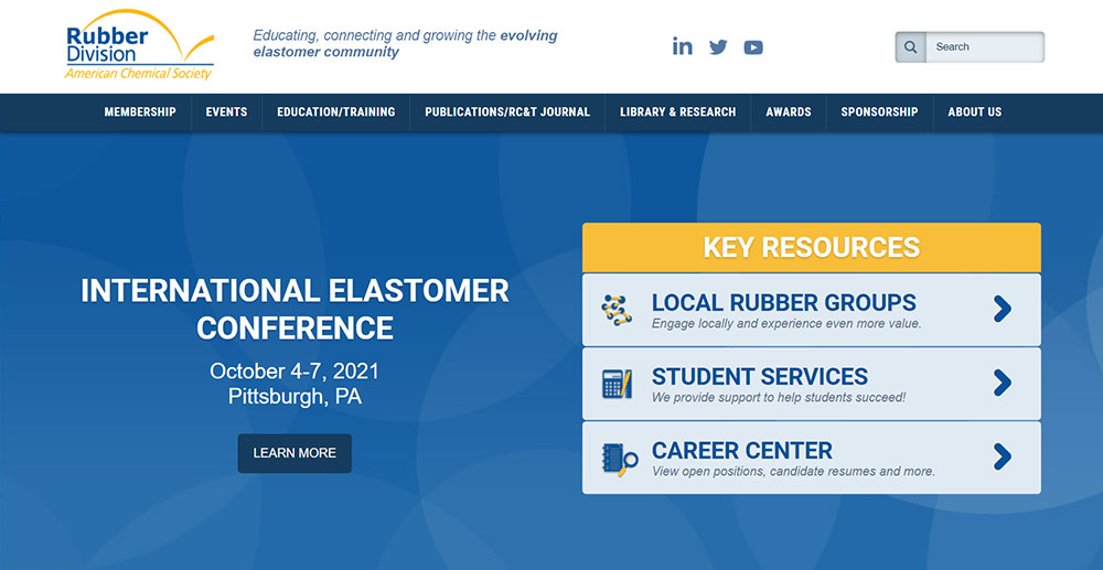 B2B web development for industry leader, Rubber Division.