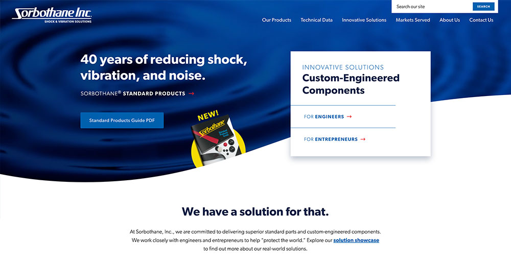 Sorbothane Website Homepage Design
