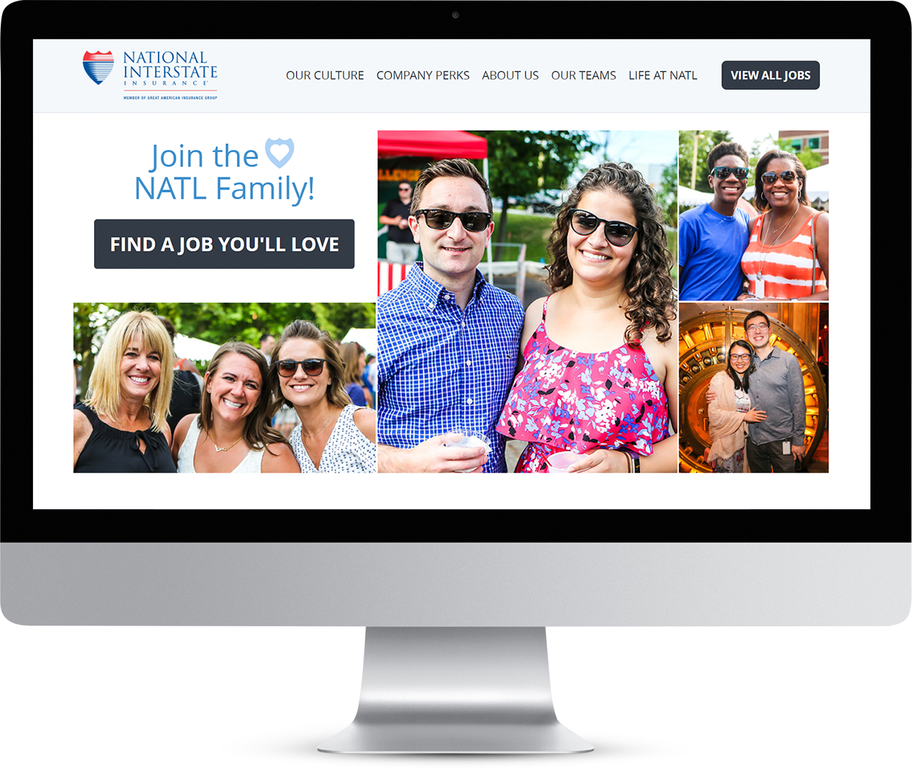 Natiional Interstate Insurance homepage showing on monitor