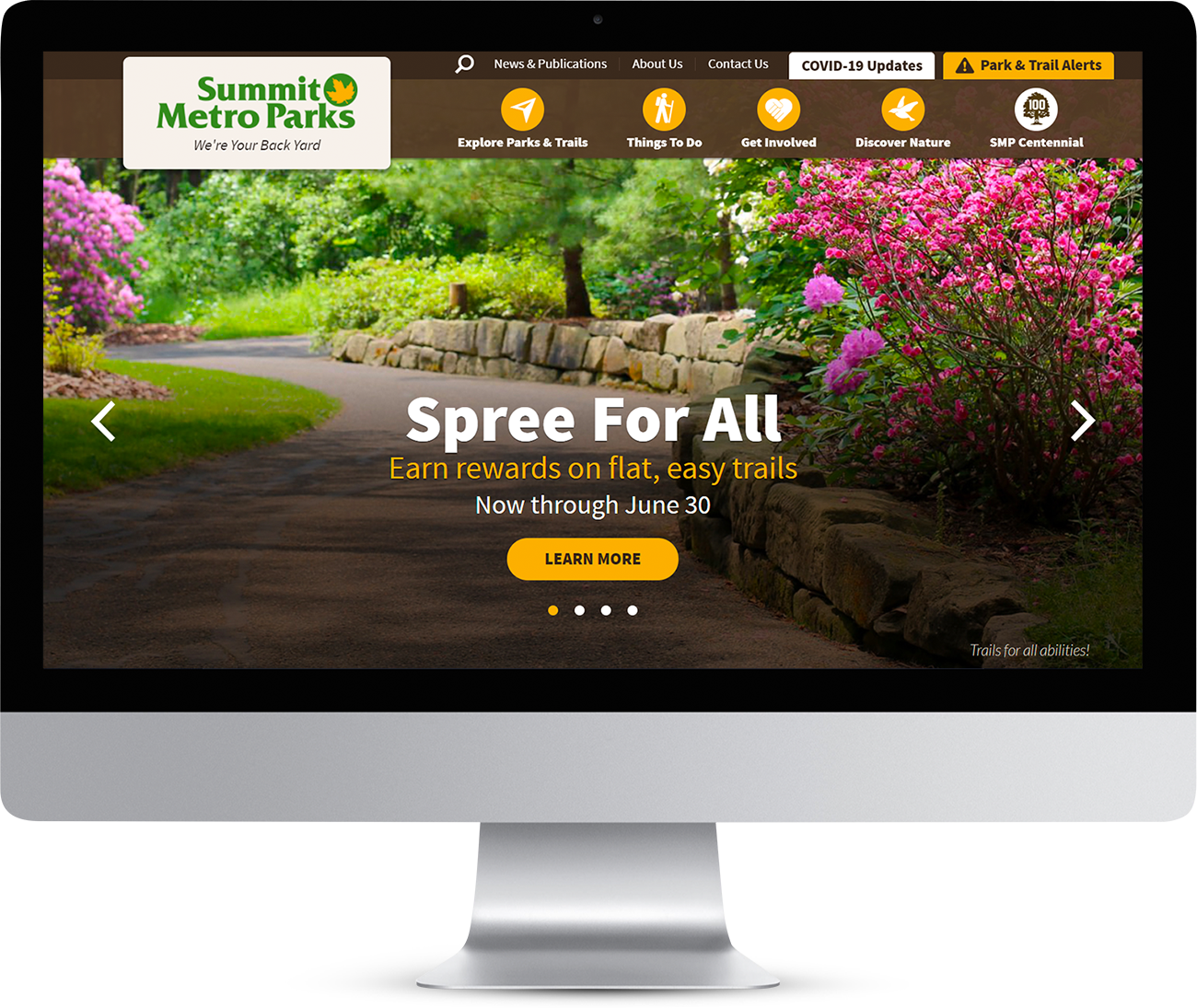 Summit Metro Parks website mock up image