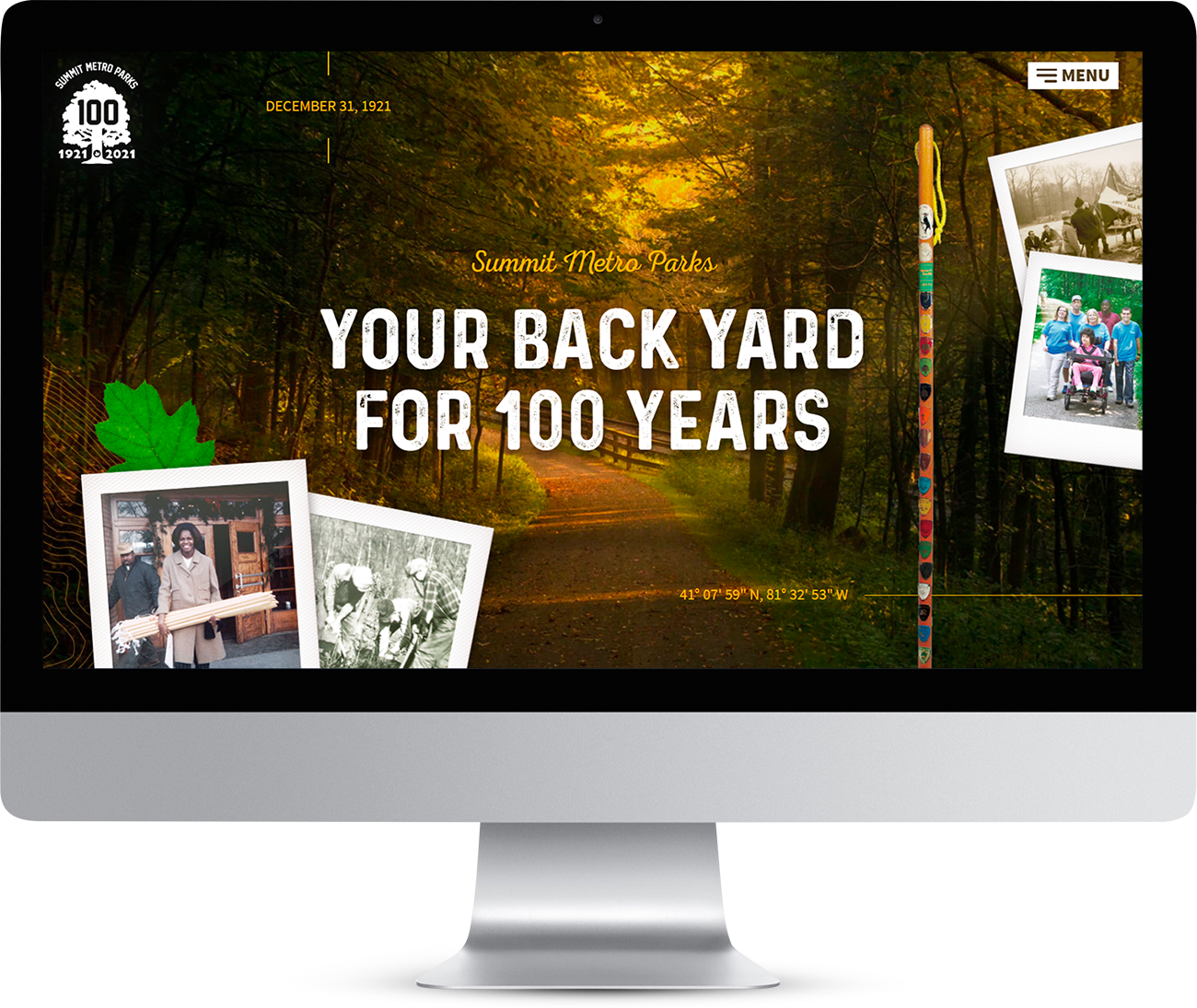 Summit Metro Parks Centennial website mock up image