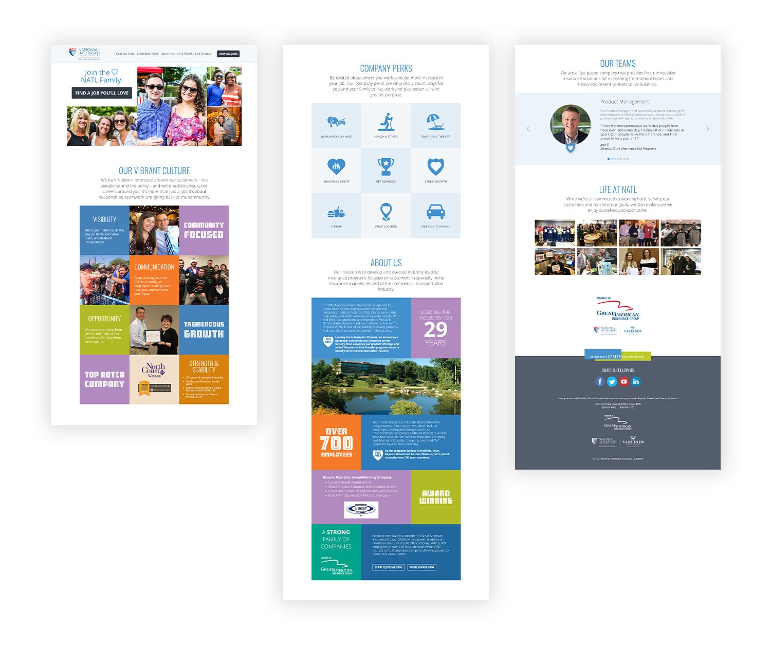 Three mockup images of National Interstate Insurance