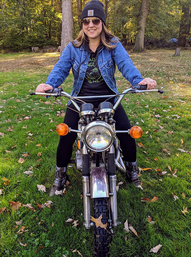 Sierra on Honda motorcycle