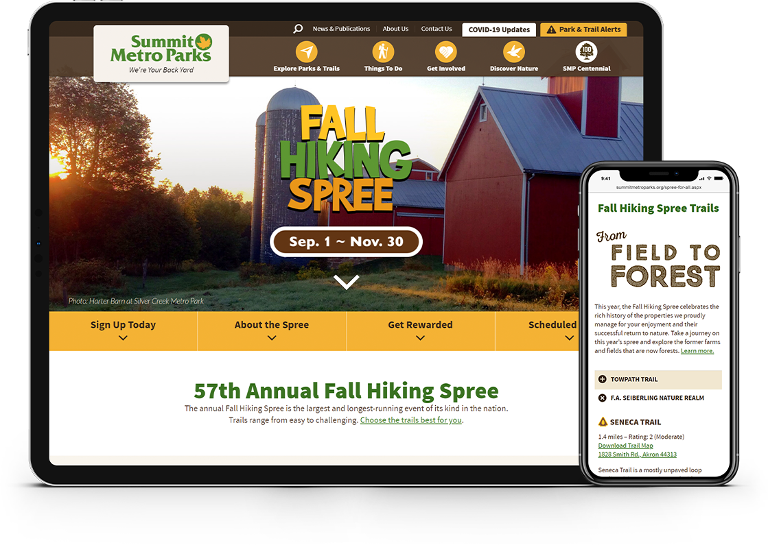 Summit Metro Parks Spree for all landing page