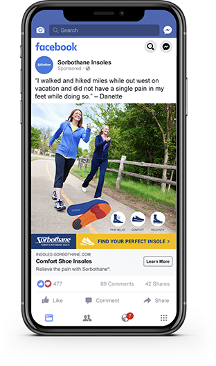 Sorbothane Insoles Facebook PPC ad sample