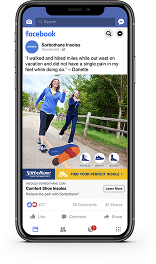 Sorbothane Insoles Facebook PPC ad sample