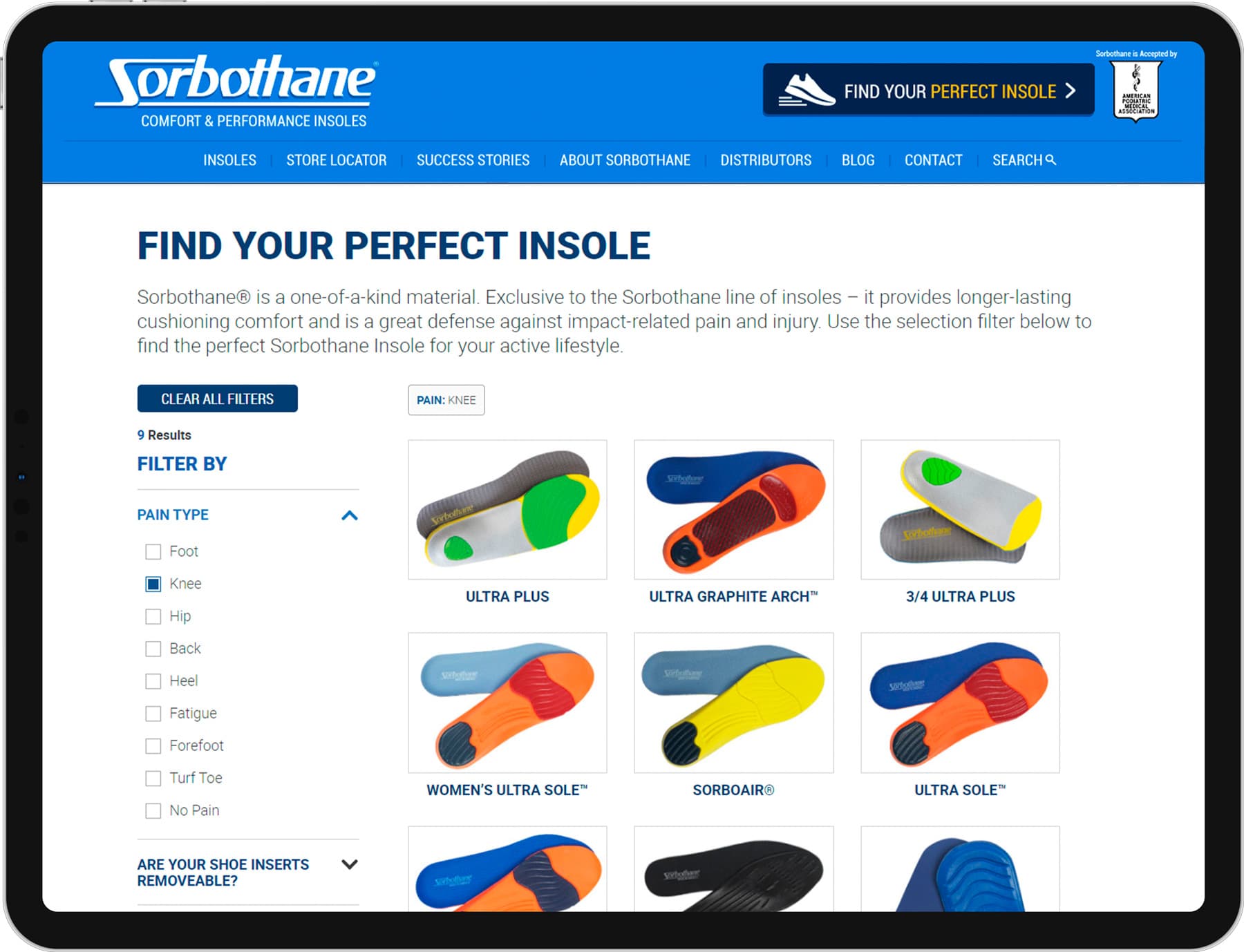Sorbothane Insoles custom website development