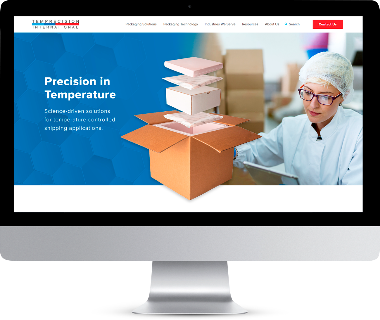 Temprecision International homepage design in PC screen