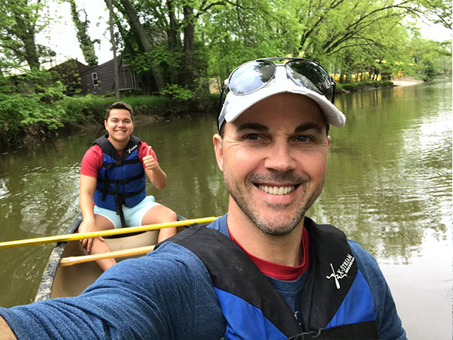 Todd and TJ canoeing