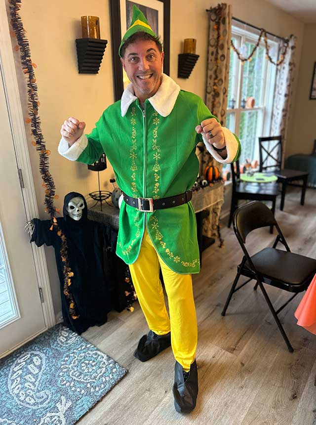 Todd dressed up as the Elf for Halloween